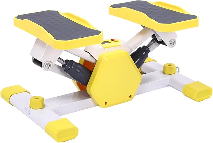 Mini Steppers for Exercise, Stair Stepper with Resistance Bands, Dual Hydraulic System, Multifunctional LCD Screen, 330.69lbs Load Home Workout Equipment