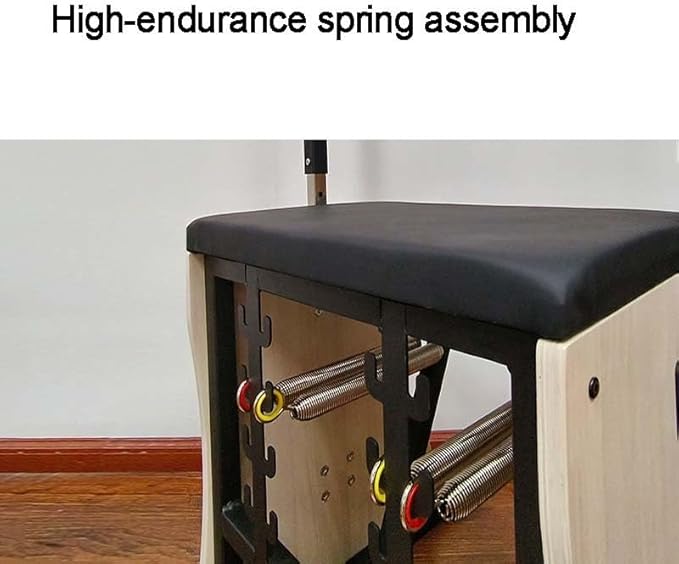 Pilates Stability Chair ,with Soft Padded Seat & Back, Adjustable Spring & Foldable Design - Home Gym Equipment for Full Body Strength, Balance & Core Training