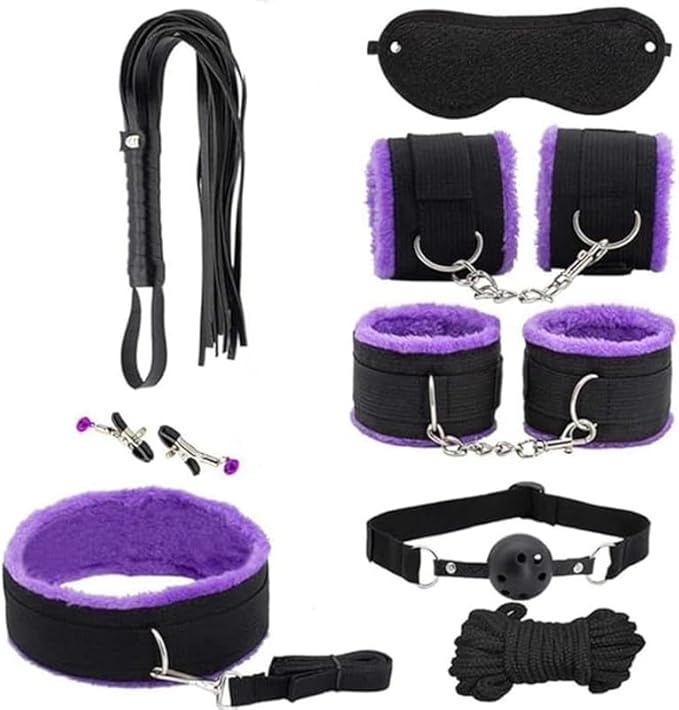 Fashion Pilates 8-Piece Nylon Yoga Portable Fitness Couple Hand and Foot Set, Indoor Wrist and Hip Fun Cosplay Accessories, Original Gift (Purple)