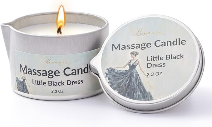 Massage Candle Warming Moisturizing Skin Oil, Natural Soybean Wax Low Temp 42 Degree Scented Candle for Date Night, Amazing Gift 2.3 OZ (Little Black Dress)