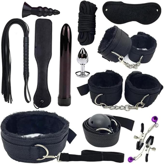 Fashion 12 Piece Combination Nylon Exercise Set, Wrist and Hip Pilates Equipment, Fun Indoor Fitness Yoga Accessories (Black), Couple Gift