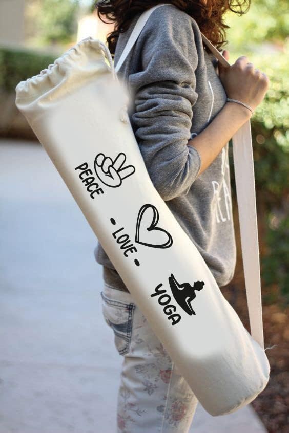 Mayatra's Organic Large Yoga Mat Tote Bag Cover -100% Cotton Lightweight,Washable Yoga Dust Bag With Adjustable Strap Unisex