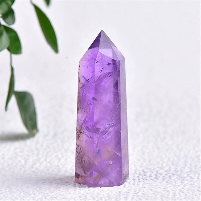 Meditation Home 1PCS Natural Purple Crystal Single Prism Pyrocrystalline Original Stone Meditation Cure Six Prism (Size : 6-7cm)