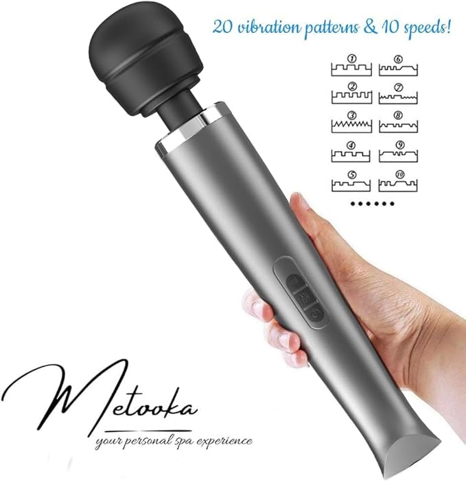 Therapeutic Cordless Massager - Powerful Massage Tool Handheld 8 Speeds 20 Patterns - Rechargeable Hand Massagers for Sore Muscles - Hand Held Massage Tool for Neck & Back