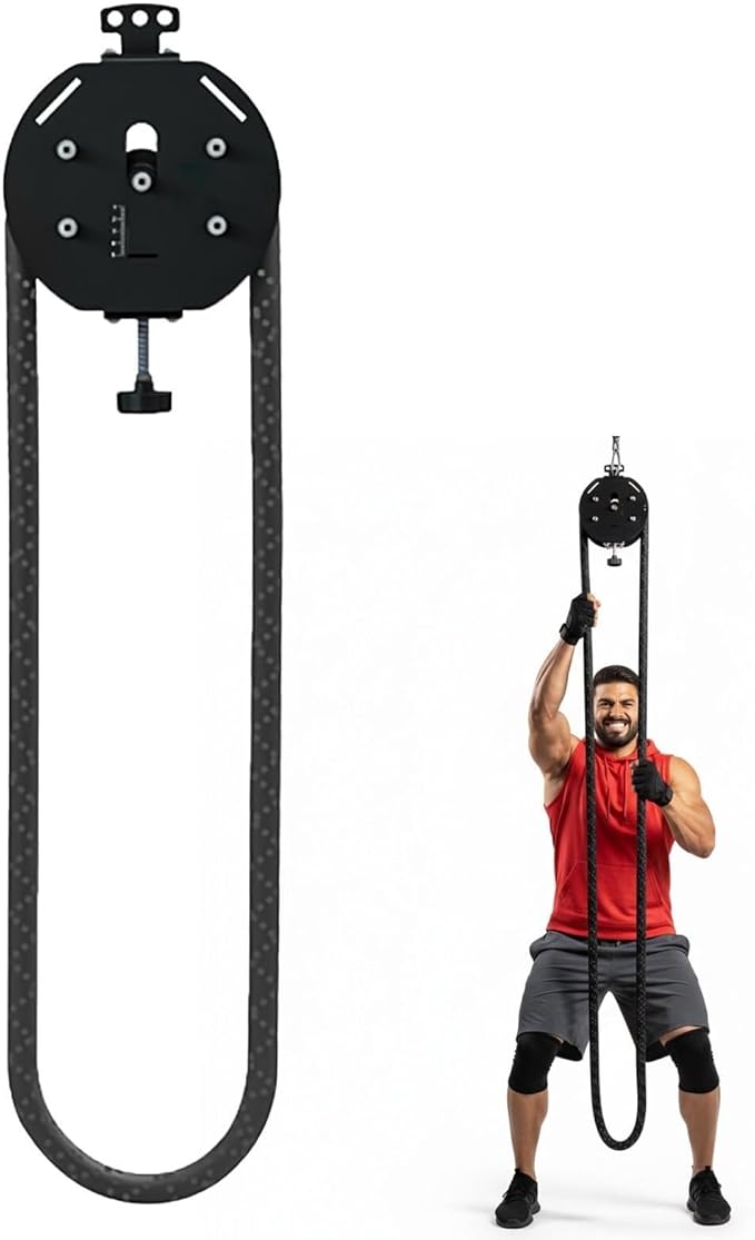 Endless Rope Trainer – Suspension Pulley System with 14ft Closed-Loop Nylon Rope & Adjustable Resistance for Home Gym HIIT and Interval Training