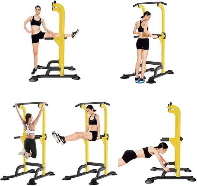 SogesHome Power Tower Pull Up Bar and Dip Station, Height Adjustable Dip Stand Exercise Machine for Home Gym, Multi-Functional Free Standing Strength Training Fitness Workout Station