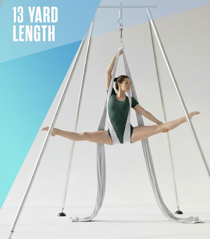Houseables Aerial Silks, Yoga Swing, Aerial Yoga Hammock, Ariel Silk, Gymnastics Swing, Acrobatics Equipment, For Home, Indoor, Outdoor, Arial Setup, Rig, Sling, Portable