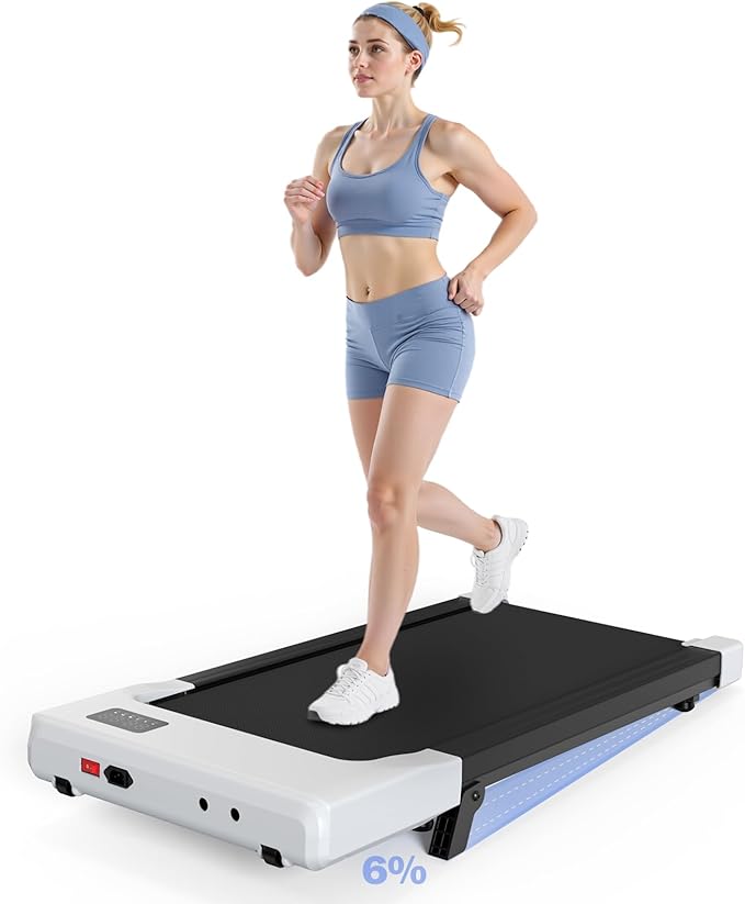 Walking Pad, 6% Walking Pad with Incline, No-Assembly Walking pad Treadmill with APP and Remote Control, LED Display, 2.5 HP Quiet Under Desk Treadmills, 300 lbs Capacity