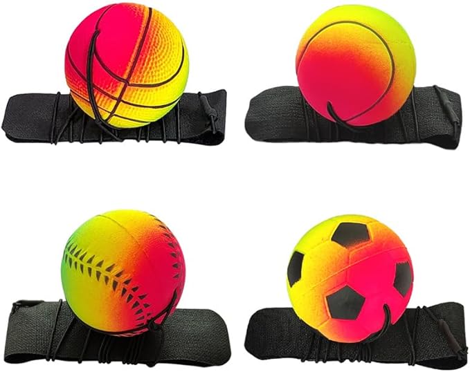JJLFresheners Mixed Colors 2.5 Inch Sports Wrist Ball, Baseball Rubber Rebound Wristband Wrist Return Ball Sport on a String for Exercise Play Sports Reaction Balls Speed and Agility Training