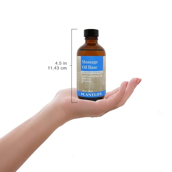 Plantlife Massage Oil Base Carrier Oil - Cold Pressed, Non-GMO, and Gluten Free Carrier Oils - for Skin, Hair, and Personal Care - 4 oz