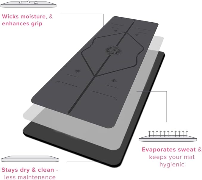 Liforme Special Yoga Mat – Free Yoga Bag Included - Patented Alignment System, Warrior-like Grip, Non-slip, Eco-friendly, Sweat-Resistant, Long, Wide, 4.2mm thick mat for comfort