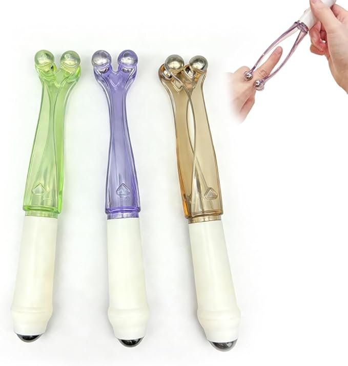 3 Pack Hand Massager for Arthritis & Finger Massager Roller, 2-in-1 Dual Head Hand Pain Relief Tool with Stainless Steel Beads, 360° Rolling Design, Thumb Saver Massage Tool, Arthritis Relief