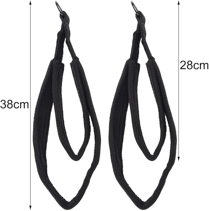 Double Loop Pilates Foot Straps Reformer Fitness Equipment, 2-Pack Cotton Webbing with for Polar Fleece, for Most Pilates Beds, Black