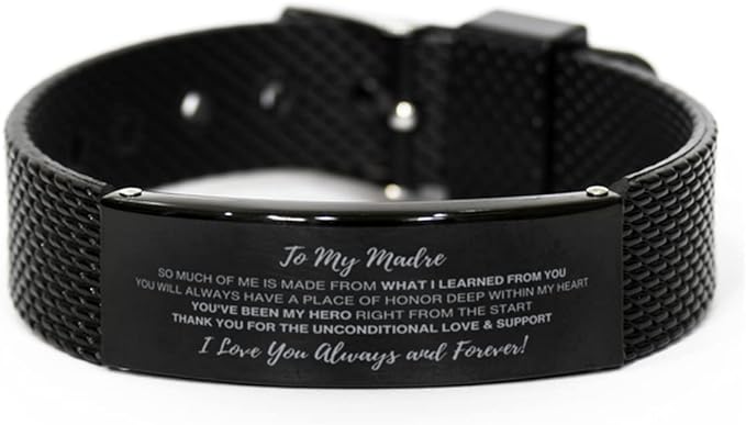 to My Madre, Thank You for The Unconditional Love & Support Mesh Bracelet, for Madre, Valentines Birthday Gifts for Madre, Mother's Day, Father's Day for Madre