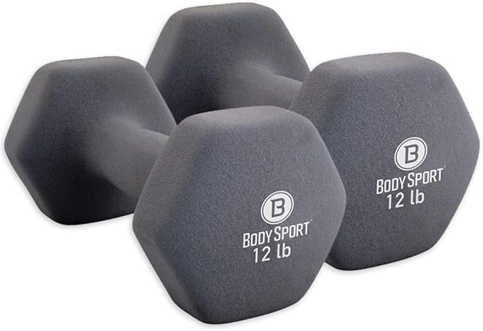 Body Sport Neoprene Dumbbell Weight - Latex-Free, Strength Training Equipment for Home Fitness & Gym Workouts