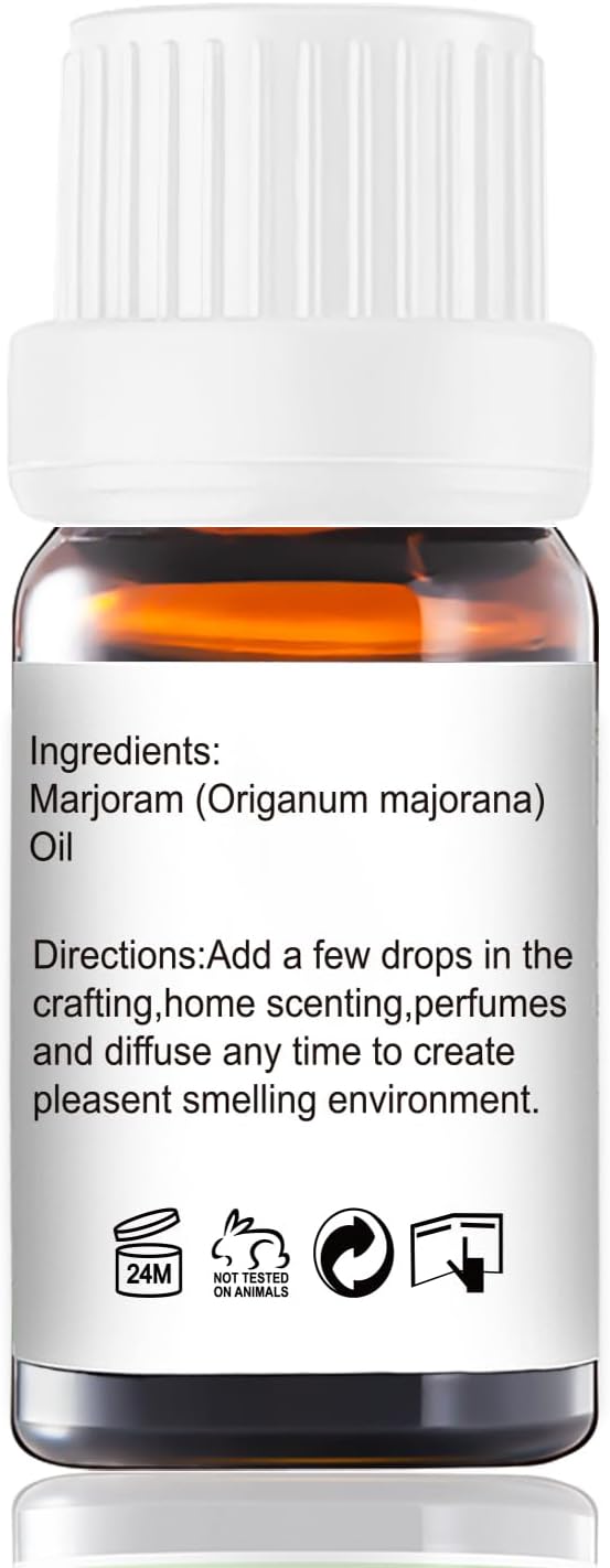 Marjoram Essential Oil - Pure Natural Fragrance for Aromatherapy, Perfume Making, Candles, Soap, Room Spray, Diffuser Blends - Organic, 10mL Undiluted
