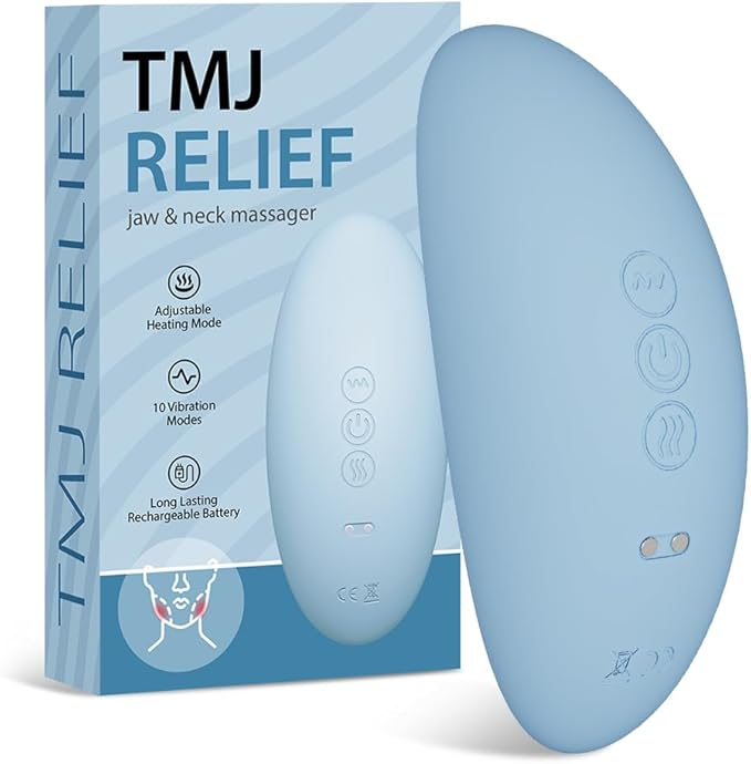 TMJ Relief Products Jaw, TMJ Relief Massager, Ergonomic TMJ Massage Tool - Gentle Vibrations and Heat for Pain Relief, Tension, and Stiffness