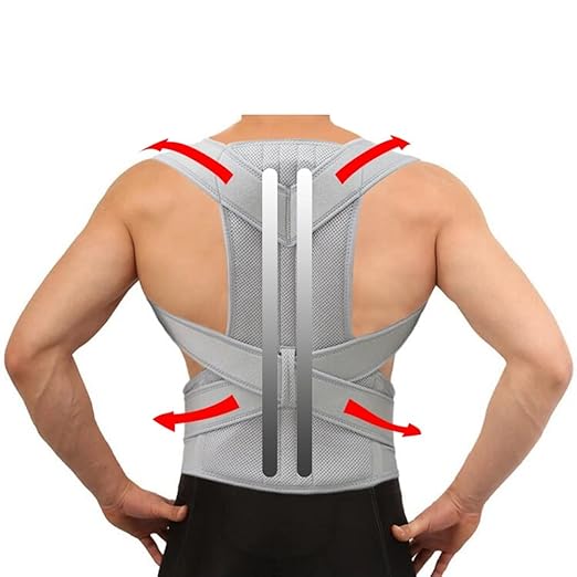 MBROS Adjustable Posture Corrector Lumbar Back Support Brace Breathable Deportment Corset for Spine Back Stretcher Orthopedic Back (Color : Black, Size : M)