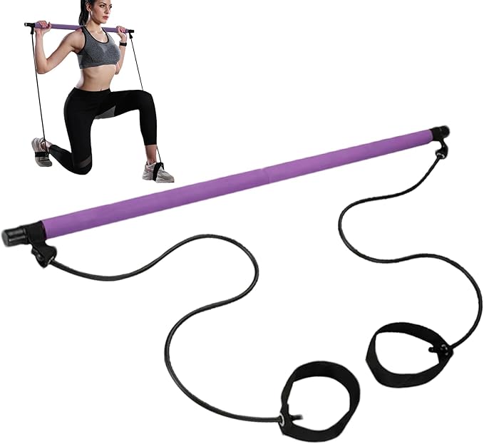 Multifunctional Pilates Bar - Home Yoga Fitness Equipment | Elastic Resistance Training Bar | Multi-Purpose Exercise Pilates Stick for Strength Stretching Workout