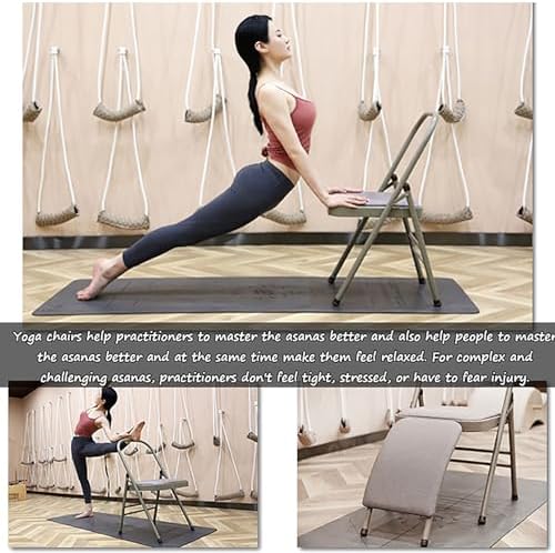 Yoga Training Chair w/Lumbar Support,Foldable Design for Balance Handstand and Core Strength Workouts (Pink PU)