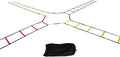Trademark Innovations Agility Quad Ladder - 12 Adjustable Rungs on Four Training Ladders (Red and Yellow)