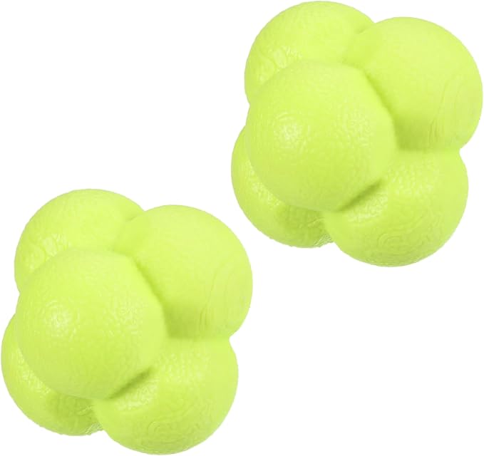 2 Pack Reaction Ball - TPR High Difficulty Agility Training Ball Apply to Sports Exercise Daily Use (Yellow)