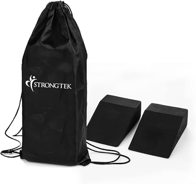 StrongTek Yoga Foam Wedge Blocks (Pair) Soft Wrist Wedge, Supportive Foot Exercise Accessories, For Balance, Strength, Stretch, Pilates, Fitness, Squat, Pushup, Plank, EVA Riser Block