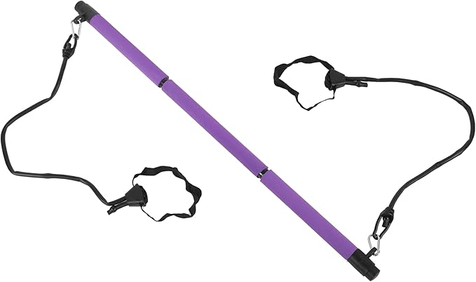 3 Sections Adjustable Pilates Bar, Portable Pilates Workout Stick Body Building Puller with Foam Grip, Detachable Resistance Rod for Home Gym Yoga Fitness