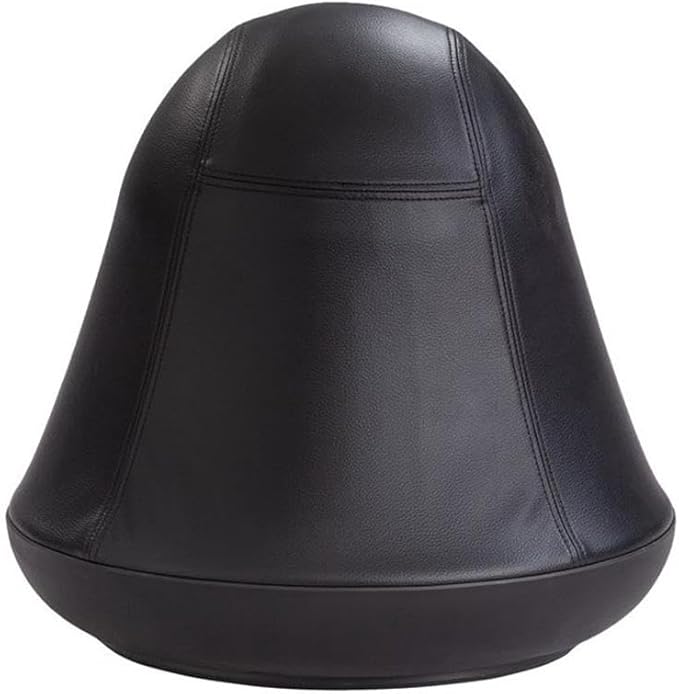 Pemberly Row Vinyl Upholstered Swivel Ball Chair, Black Finish, 17"x17"x16.75", Anti-Burst Exercise Ball, Skid-Resistant Base, Active Movement Chair for Kids, Home Office, School, or Waiting Room Use
