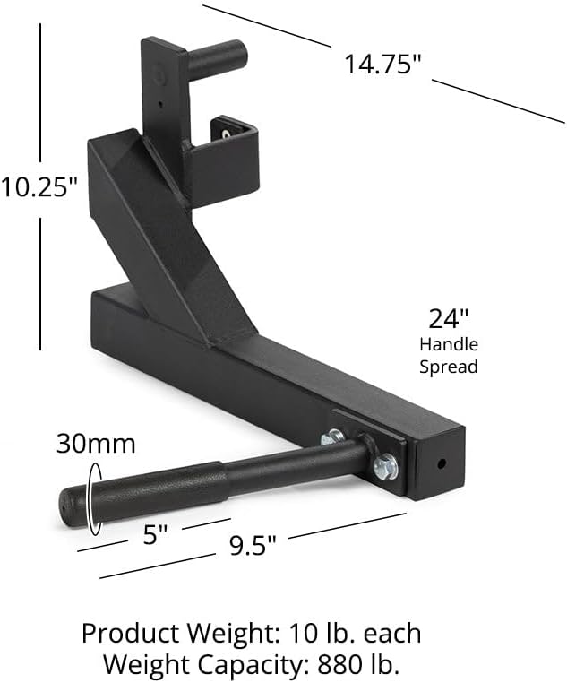 Titan Fitness T-2 Series Dip Bars, J-Hook Power Rack Mounted Attachment, 24" Handle Spread, 880 LB Capacity for Chest. Shoulder, & Arm Strength Training