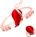 Copper Bracelet for Women ，Magnetic Bracelets, Pure Copper ring Copper Magnetic Bracelet and Ring Set, Red Stone, Adjustable Cuff Bangle, Teardrop Design