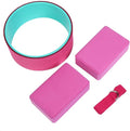 4pcs Yoga Wheel Set with 2 EVA Blocks and Cotton Stretch Strap, Premium ABS Back Pain Relief Fitness Kit for Deep Stretching, Home or Studio Use
