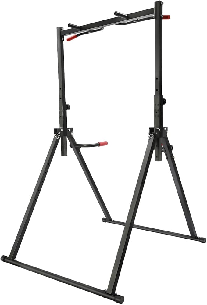 Bepritm Power Tower Pull Up Dip Station, Triangular Power Tower Foldable Pull Up Bar Station, Adjustable Height Multifunction Workout Pull Up Tower for Home Gym Strength Training Equipment
