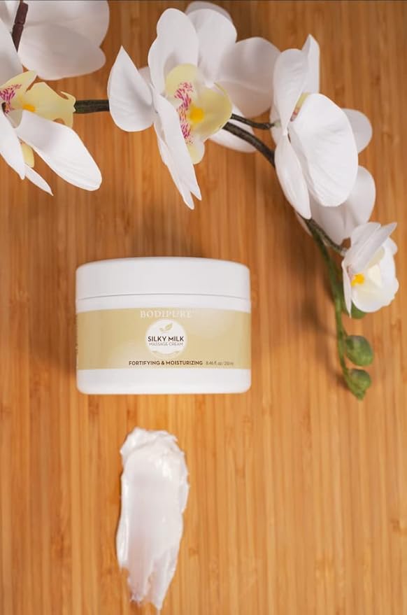 BODIPURE Silky Milk Massage Cream - Ultra Hydrating, and Protein Rich Formula - Perfect for Professional Muscle, and Joint Massage, 8.46 Ounce