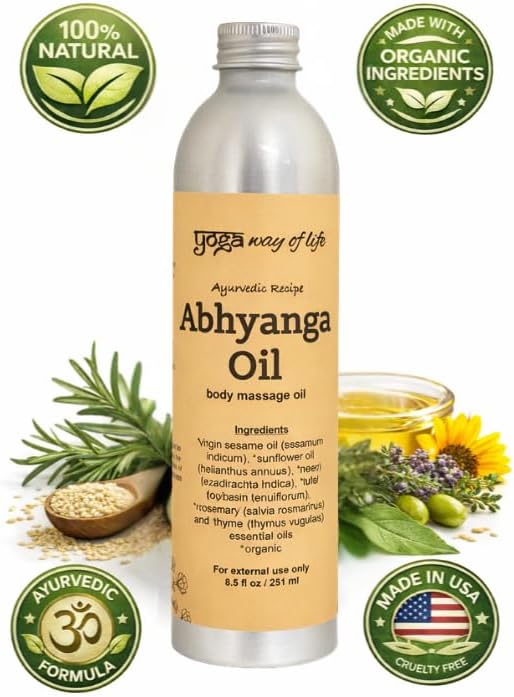 Abhyanga Oil - Organic Herbal Self-Massage Body Oil | Ayurvedic Recipe (8.5 FL OZ)