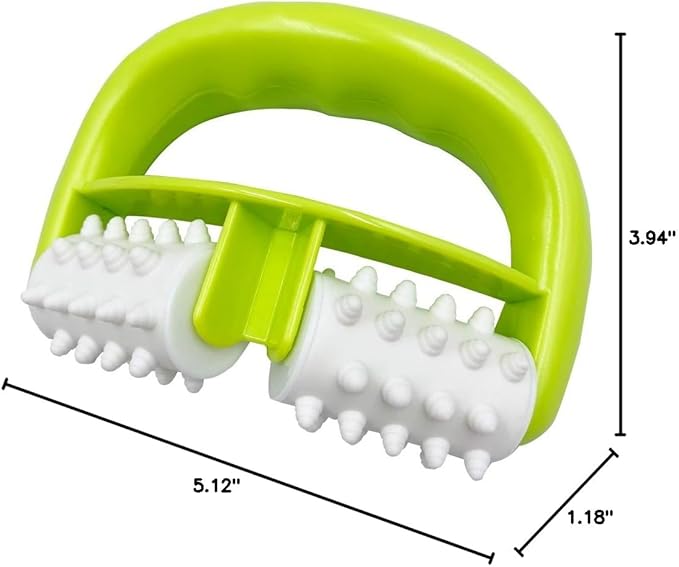Cellulite Massage, Fascia Blaster Tool with Two-Wheel Massage Handle,Relax Muscles to Relieve Stress,Increases Blood Circulation,Apply to Arm/Shoulder/Leg/Back/Buttocks/Abdomen(Green)
