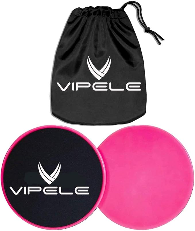 Core Sliders. Dual Sided Use on Carpet or Hardwood Floors. Abdominal Exercise Equipment (Pink)