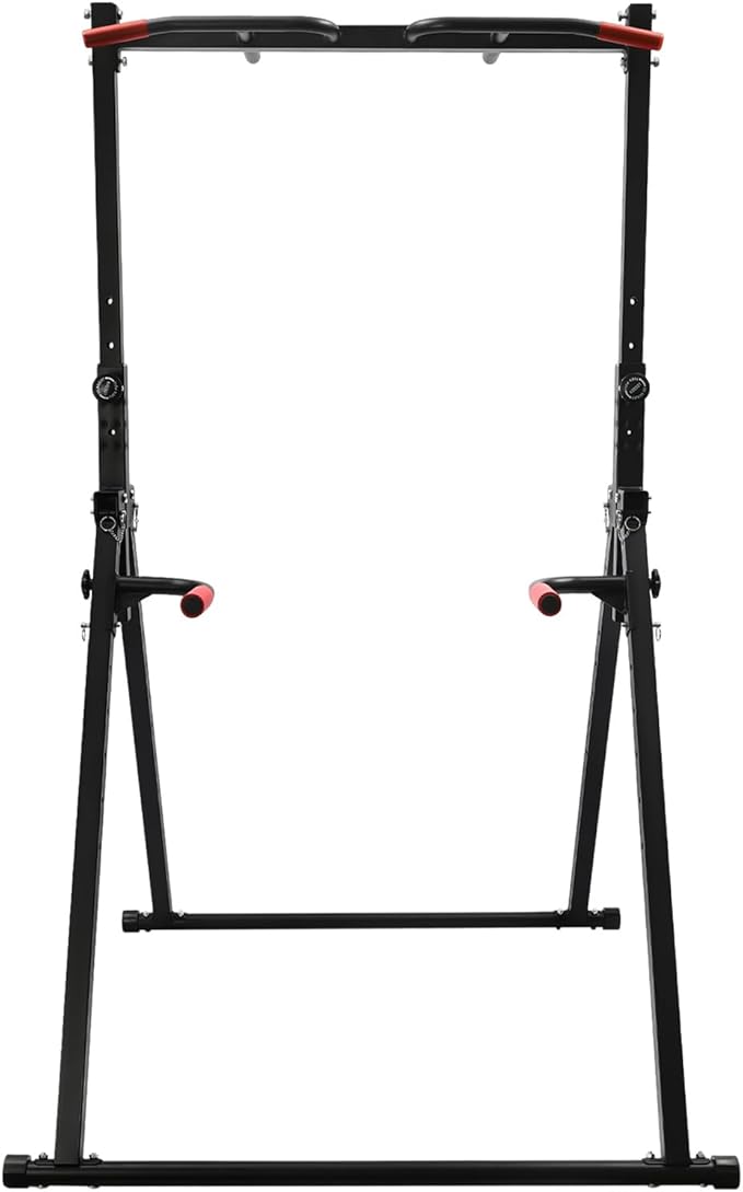 Foldable Power Tower Dip Station Pull Up Bar, Adjustable Multifunction Power Tower Dip Bar Station, Workout Pull Up Tower Station Gym Strength Training Equipment, Support 440LBS