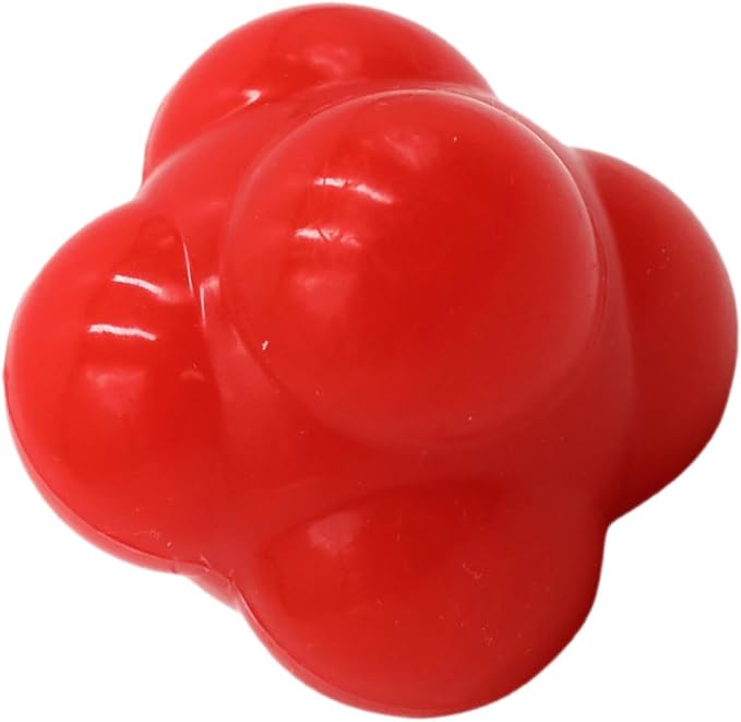 Happyyami Hexagonal Reaction Training Ball for Agility and Fitness, Large 68mm Red Silicone Exercise Reaction Ball for Baseball and Indoor Speed Training