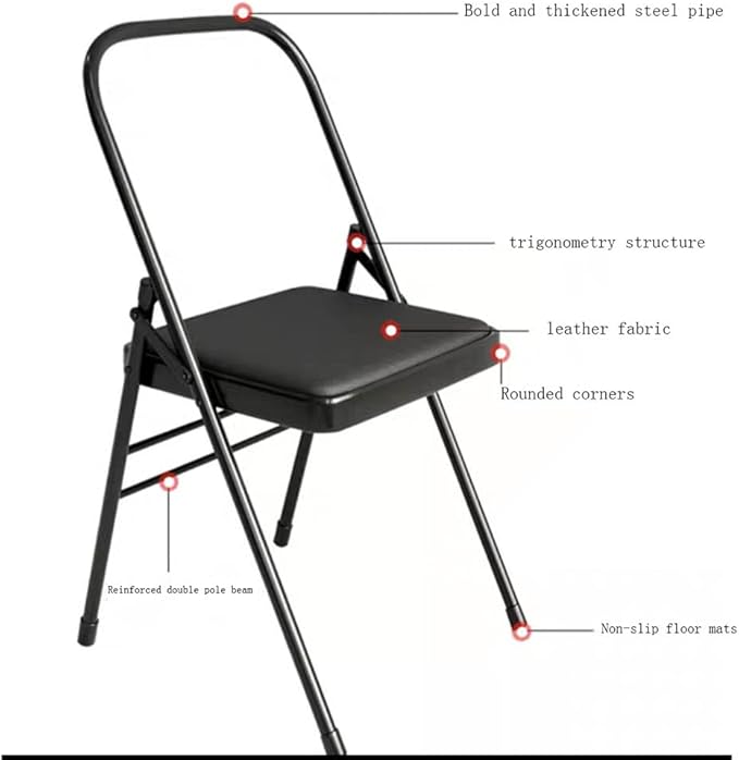 Yoga Auxiliary Chair Iyengar Yoga Chair,Backless Yoga Chair Prop,Pilates Chair,Foldable and Portable Folding Stools for Yoga,Blue