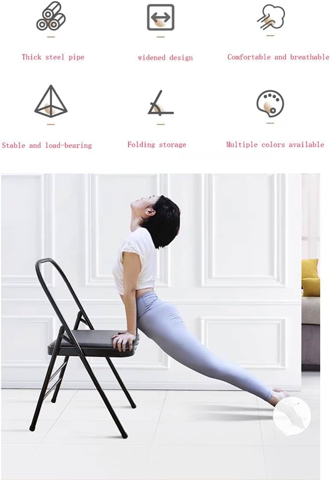 Pilates Yoga Chair,Backless Yoga Chair Prop,Yoga Chair Iyengar,Yoga Inversion Chair,Metal Folding Chair,Camel