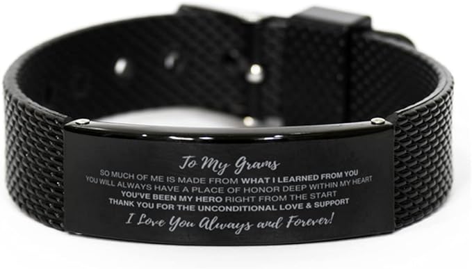 to My Grams, Thank You for The Unconditional Love & Support Mesh Bracelet, for Grams, Valentines Birthday Gifts for Grams, Mother's Day, Father's Day for Grams