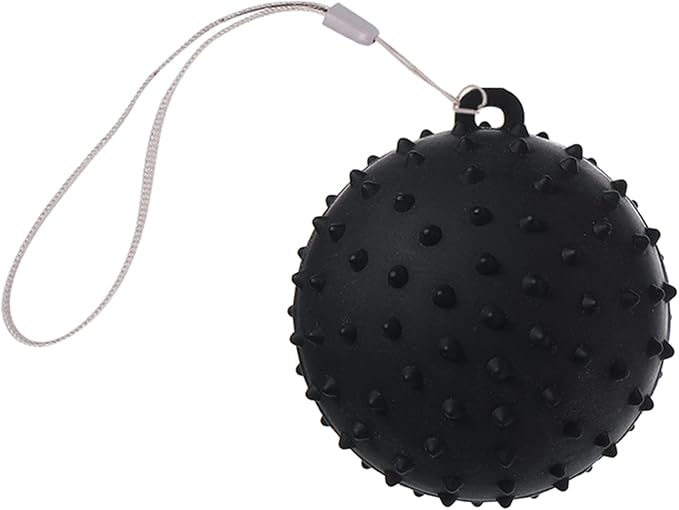 Grip Ball with Cord Hand Grip Strength Trainer Massage Relief Finger Hand Grip Massage Squeeze Hand Stress, Diameter: approx.70mm, Black