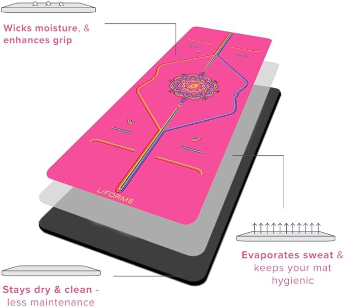 Liforme Printed Yoga Mat Collection - Free Yoga Bag Included - Patented Alignment System, Warrior-like Grip, Non-Slip, Eco-friendly, Sweat-resistant, Long, Wide and Thick for Comfort