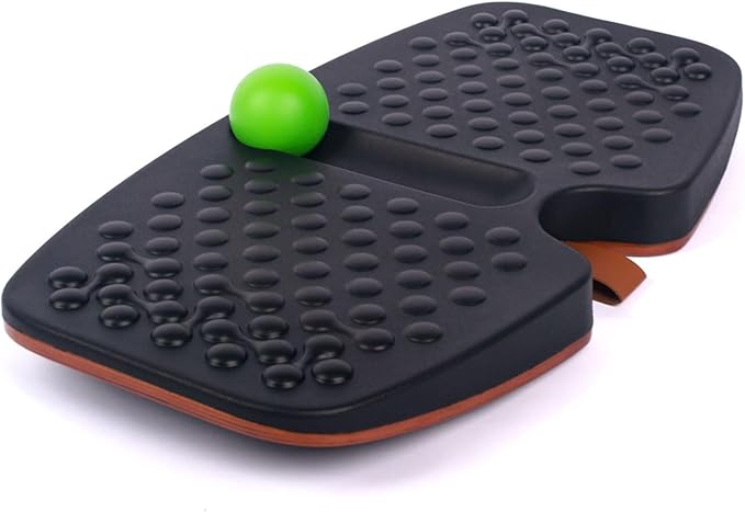 Balance Board for Standing Desk, Wooden Wobble Board with Slidable Ball for Office Work, Anti-Fatigue Foot Massage Board to Relieve Fatigue, Adult Use up to 300 lbs, Black