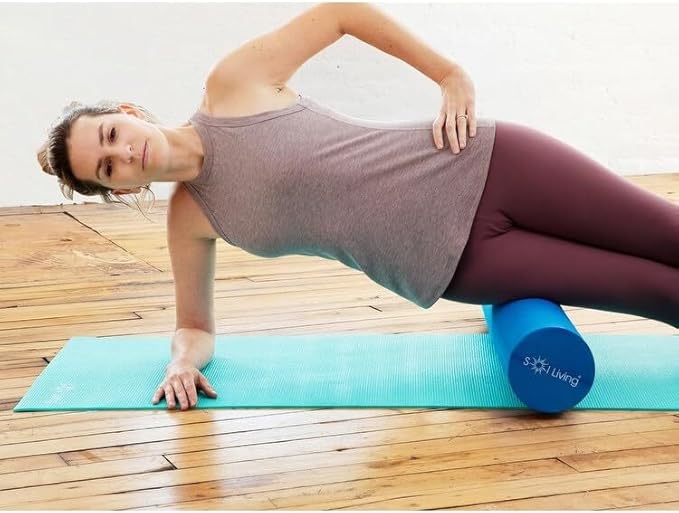 Sol Living High-Density Foam Roller - for Muscular Relaxation, Workouts & Physical Therapy - Stretch, Massage and Relieve Tension in Muscles - Firm & Durable - Blue, 36" x 6"