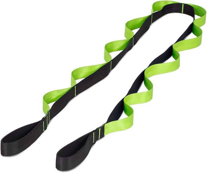 ProsourceFIt Multi-Loop Stretching Strap 8 Ft for Yoga, Pilates, Physical Therapy, Sports, Dance & Gymnastics to Improve Posture, Increase Flexibility and Mobility, 3 dual-toned colors available