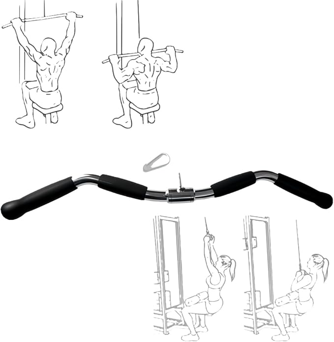 qibylift Barbell Multi-Exerciser Cable Attachment For Cable Machines, Lat Pull Down Bar Cable Machine Attachments, Tricep Press Down Bar, Revolving Straight Curl Pulldown Bar with Rotating & Rubber Handle Grips