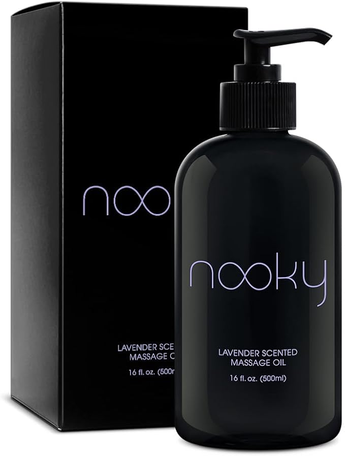 Nooky Massage Oil with Sweet Almond Oil, for Massaging 16 Ounce (Lavender)