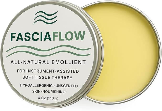 Massage & IASTM Emollient Balm – Unscented, All Natural, Oil Based Cream for Gua Sha Tools, Myofascial Release & Deep Tissue Massage – Vegan, Non Greasy, Premium Professional Grade (4 oz)